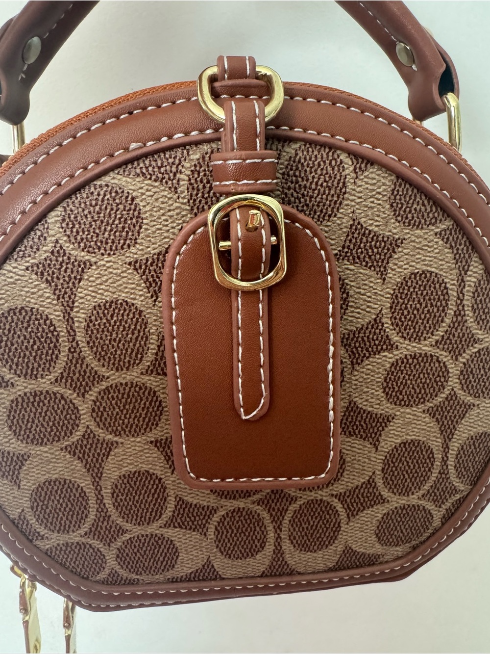 NWOT Brown Signature Round Bag - Picture 5 of 12